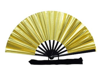 Abanico Gold Clack: Abanico plegable extragrande de doble cara