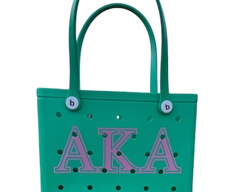 AKA EVA Tote Bogg Bag - Green & Pink Sorority Bag