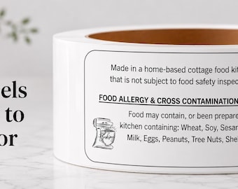 Basic Cottage Food Labels | Personalized State Specific Compliance Labels | No Logo Required