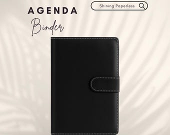 Binder digital planner, weekly planner, daily planner, undated planner, PDF format, A4 size, includes stickers, black