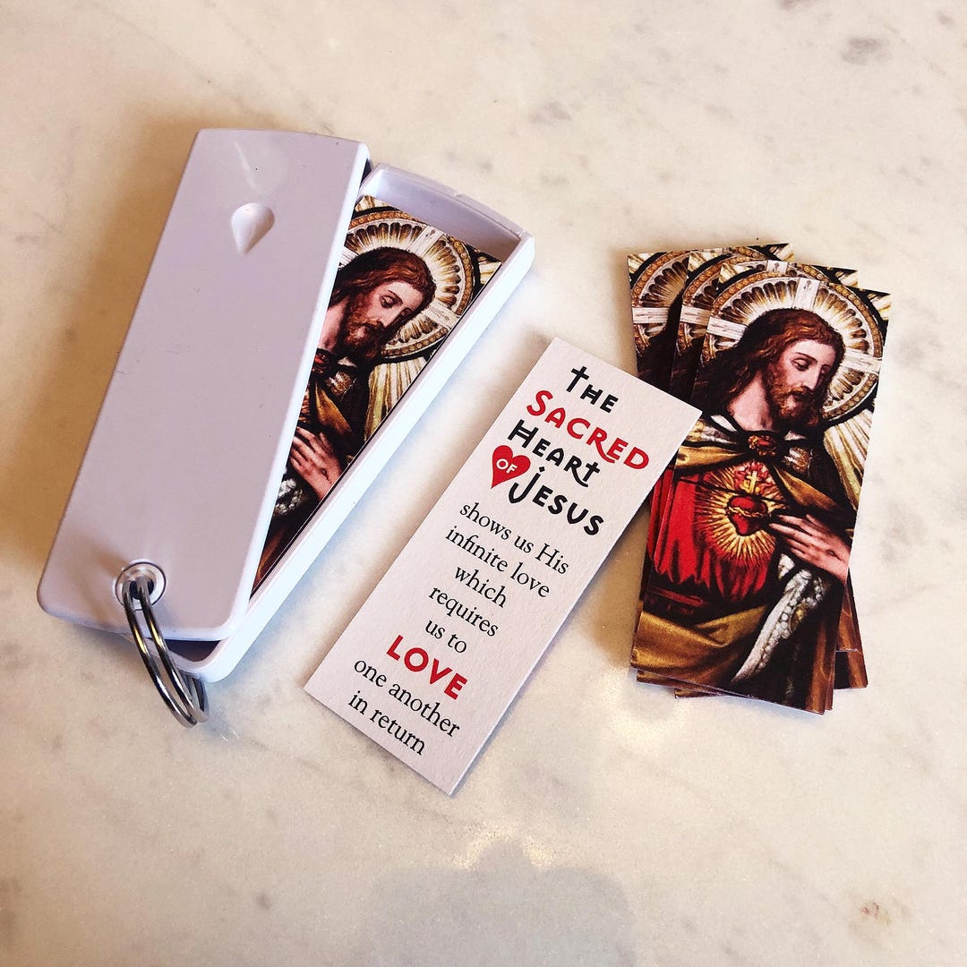 Sacred Heart of Jesus Mini Religious Card Set With Keychain Holder - Etsy