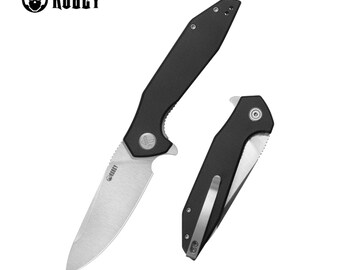 Kubey Nova - Black G10 Handle, 14C28N Drop Point Satin Finish Blade. KU117L