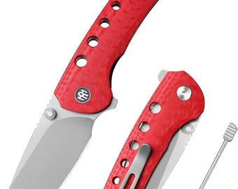 Remette Bee - Red G10 Handle, 14C28N Plain Edge Blade, Folding Knife. RTBEE-R