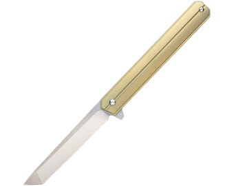 TacKnives Kogarashi - Gold Titanium Handle, D2 Tanto, Frame Lock