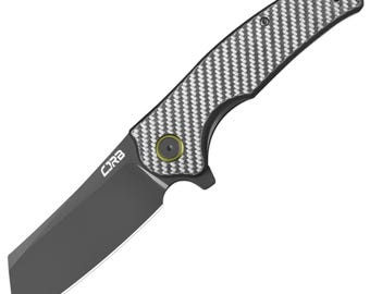 CJRB Crag - Silver Carbon Fiber Handle. Black AR-RPM9 Steel.  J1904-CF