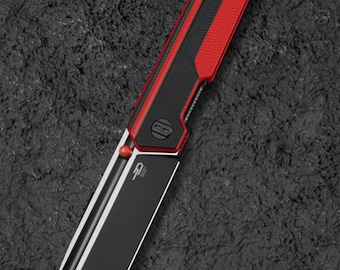 Bestech Tardis - Red G10 Handle, Black PVD+Satin D2 Blade, Liner Lock, BG54E