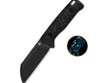 QSP Baby Penguin - Fixed Blade - Black, Blue Dark Matter Glow.  QS130BP-F2