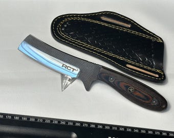 Bull Cuttter - File Rasp with Mirror Polish, Micarta Black Red Brown