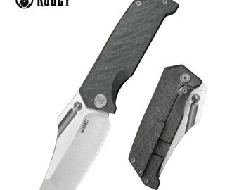 Kubey Hamster - Flame Titanium Handle, Satin 14C28N Blade. KU402C
