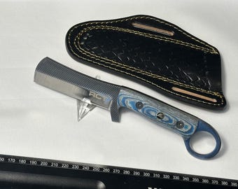 Bull Cuttter - Mirror Polish, Micarta Blue White