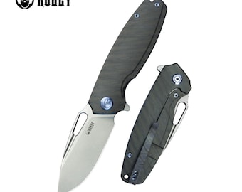 Kubey Tityus - Flame Titanium, Bead Blasted 14C28N Drop Point.  KB360E