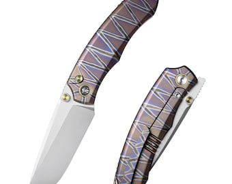 Remette Wild Species - Tiger Stripe Titanium, M390 Pearlescent Blade.  WD108-N4