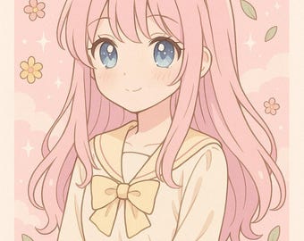 Pastel Anime Girl Wall Art