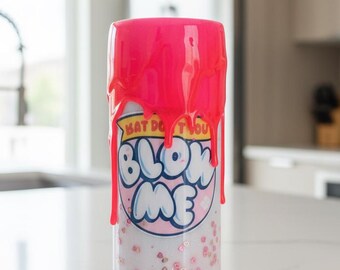 Bubble Gum Wrapper Tumbler: Pink Glitter Drip Epoxy Cup