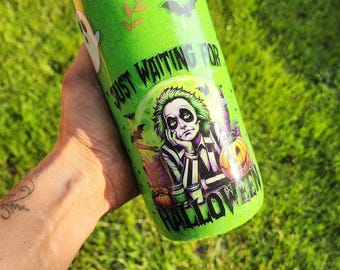 Lime Green Spooky Sparkle Stainless Steel Cup