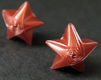 Red Origami Star Earrings. Red Star Earrings. Origami Earrings. Red Earrings. Silver Post Earrings. Stud Earrings. Origami Jewelry.