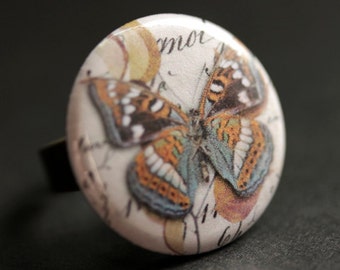Butterfly Ring. Moth Ring. Nature Ring. Entomology Ring. Boho Ring. Bronze Ring. Adjustable Ring. Handmade Ring. Handmade Jewelry.