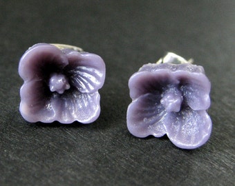 Dark Purple Dogwood Flower Earrings. Purple Flower Earrings Purple Earrings. Silver Post Earrings. Dogwood Flower Earrings. Handmade Jewelry