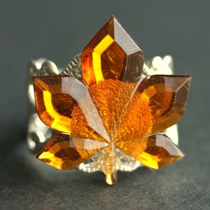 Maple Leaf Ring. Bright Autumn Orange Ring. Autumn Ring. Nature Ring. Leaf Jewelry. Adjustable Ring. Handmade Ring. Handmade Jewelry. image 5