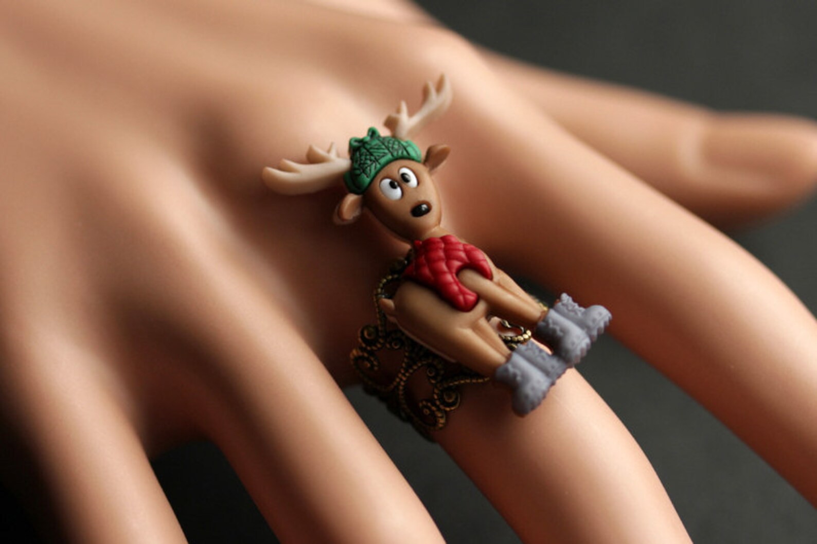 Santa's Reindeer Ring. Christmas Ring. Deer Ring. Holiday Ring. Holiday ...