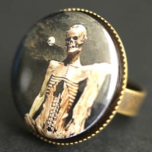 Creepy Skeleton Ring. Goth Print Button Ring. Zombie Ring. Goth ...