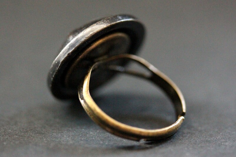 Bronze Star Ring. Handmade Button Ring. Star Ring. Adjustable Ring in ...