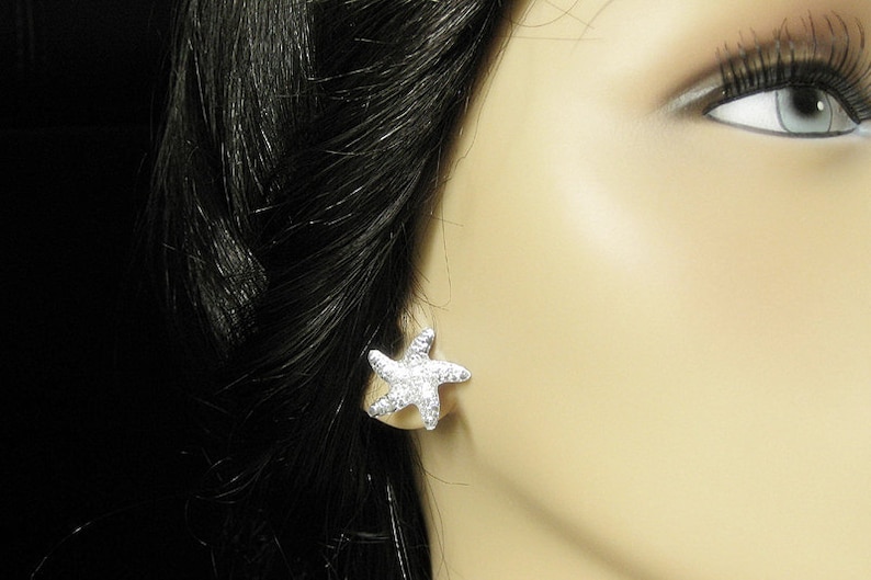 Fuchsia Red Starfish Earrings. Star Earrings with Silver Stud Earring Backs. Handmade Jewelry. image 4