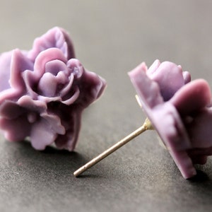 Purple Flower Cluster Earrings. Purple Flower Earrings. Silver Post Earrings. Stud Earrings. Flower Jewelry. Handmade Jewelry. image 2