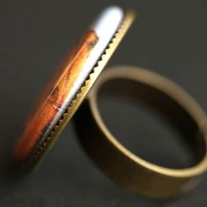 Mouse Ring. Halloween Ring. Pumpkin Ring. Vintage Graphic Button Ring. Jack o'Lantern Ring. Adjustable Ring. Bronze Ring. Halloween Jewelry. image 4
