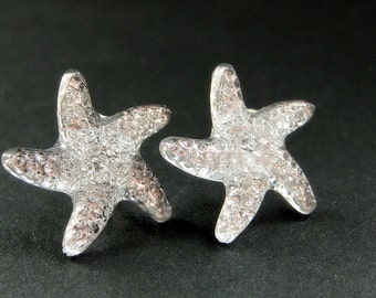 Starfish Earrings. Star Earrings with Silver Stud Earring Backs. Handmade Jewelry.