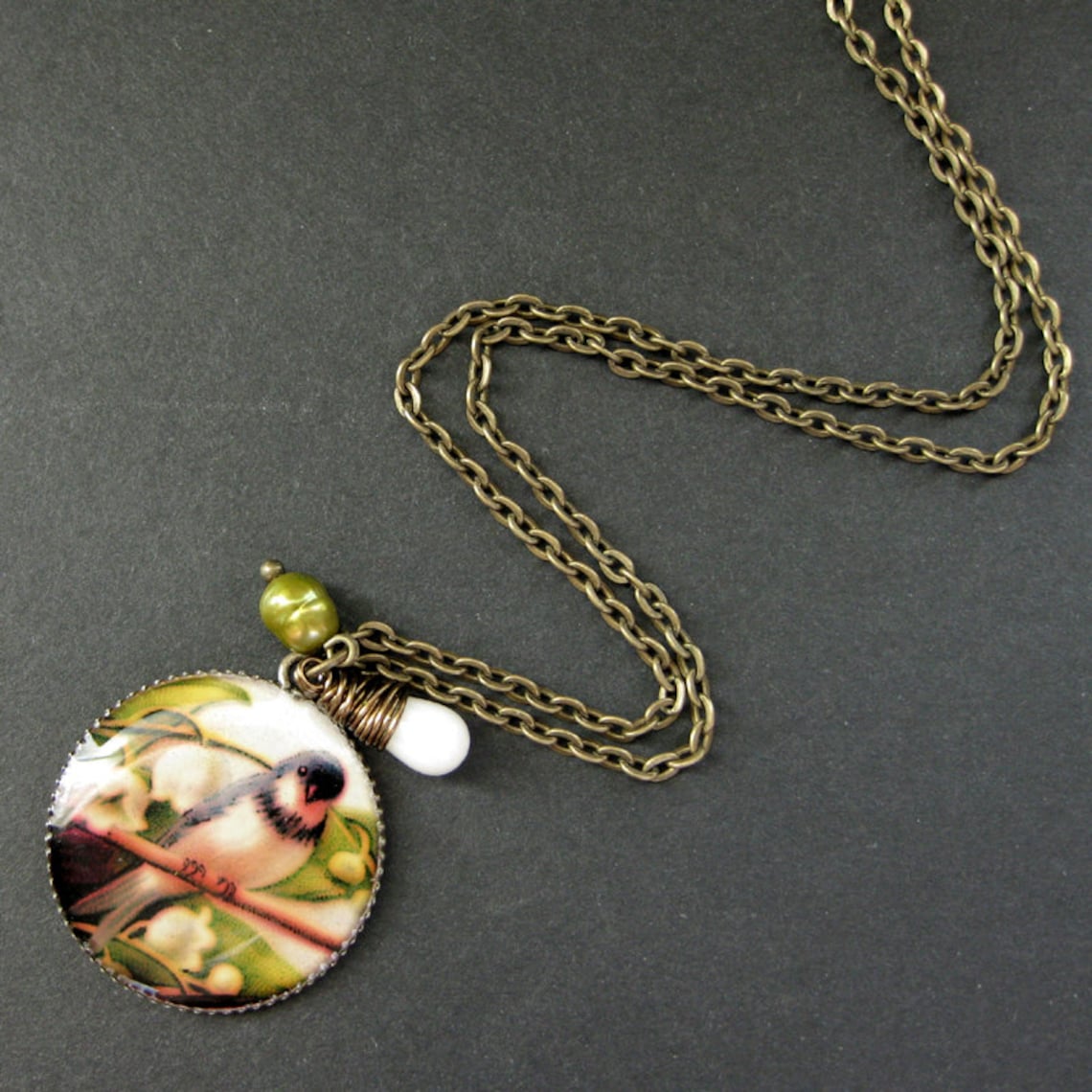 Bird Necklace. Handmade Pendant Necklace With Wire Wrapped Etsy