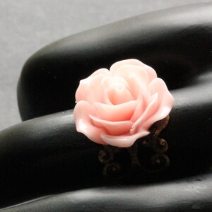 Peachy Pink Rose Ring. Peach Pink Flower Ring. Filigree Ring. Adjustable Ring. Flower Jewelry. Handmade Jewelry. image 2