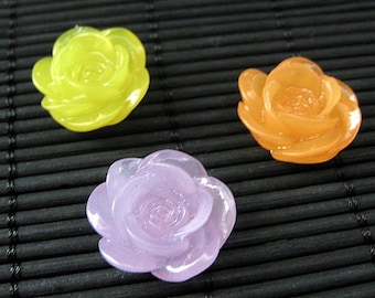 Rose Refrigerator Magnets. Set of Three. Purple, Orange and Yellow Flower Magnet Set. Fridge Magnets. Handmade Home Decor.