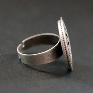Universe Mandala Button Ring. Silver Button Ring. Silver Ring. Aged Silver Adjustable Ring. Handmade Jewelry. image 4
