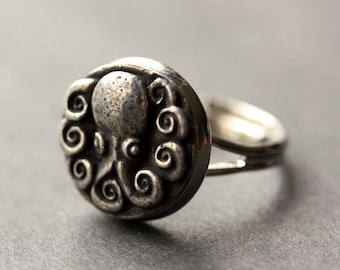 jorgen jensen リング Jorgen Jensen Pewter Ring w/ Sterling Band 230 Denmark Size