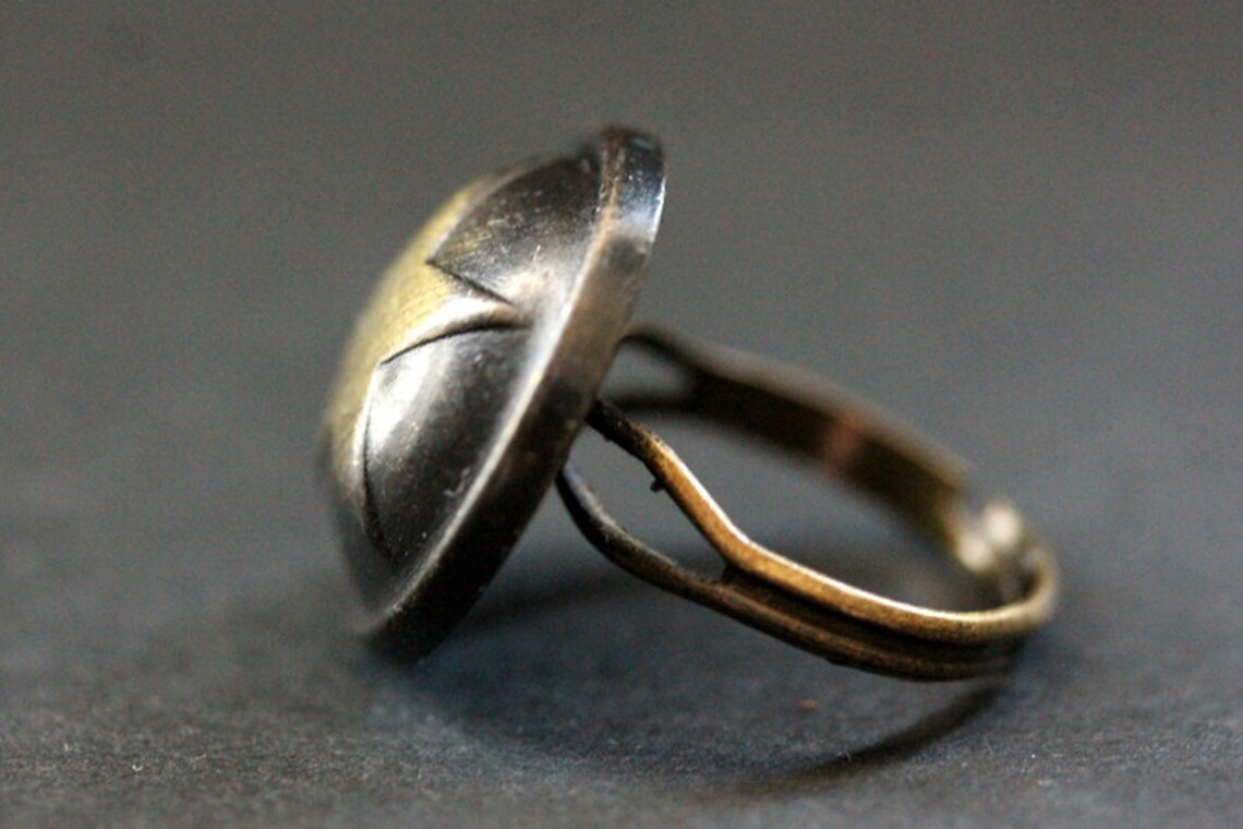 Bronze Star Ring. Handmade Button Ring. Star Ring. Adjustable Ring in ...