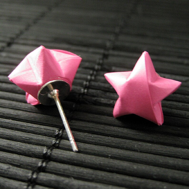Star Earrings. Hot Pink Star Earrings. Origami Star Earrings. Etsy