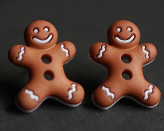 Gingerbread Man Earrings. Christmas Cookie Earrings. Holiday Jewelry. Xmas Earrings. Christmas Earrings. Stud Earrings. Post Earrings.