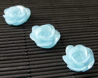 Sky Blue Rose Flower Refrigerator Magnets. Set of Three. Blue Flower Magnets. Handmade Home Decor.