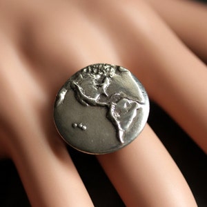 Earth Ring. World Ring. Pewter Button Ring. Planet Earth Ring ...