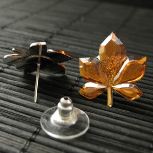Autumn Leaf Earrings. Maple Leaf Earrings with Silver Stud Earring Backs. Leaf Earrings. Handmade Jewelry. image 3