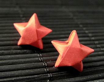 Star Earrings. Red Star Earrings. Origami Star Earrings. Paper Star Earrings. Silver Post Earrings. Stud Earrings. Oragami Jewelry.