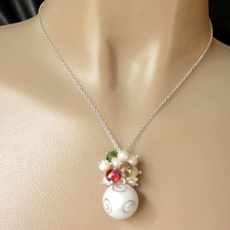 White Christmas Necklace. Christmas Ornament Necklace with Etsy