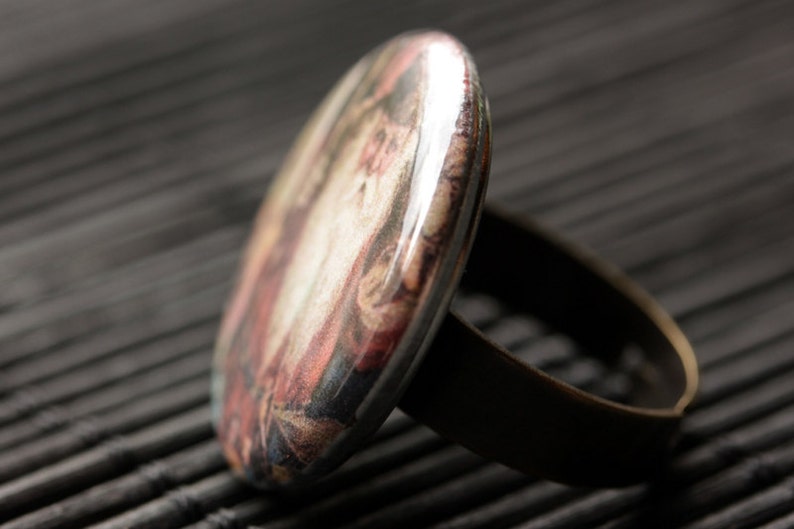 Christmas Jewelry Santa Gnome Ring Holiday Jewelry Adjustable Ring in Bronze Santa Ring Handmade Jewelry. Christmas Ring