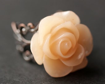 Apricot Rose Ring. Light Peach Flower Ring. Gold Ring. Silver Ring. Bronze Ring. Copper Ring. Adjustable Ring. Handmade Jewelry.