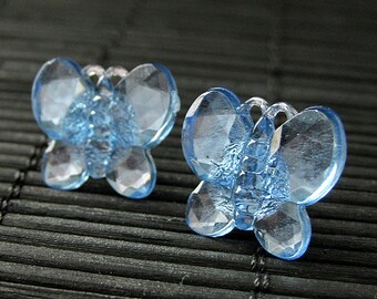 Blue Butterfly Earrings. Blue Earrings with Silver Stud Earring Backs. Handmade Jewelry.