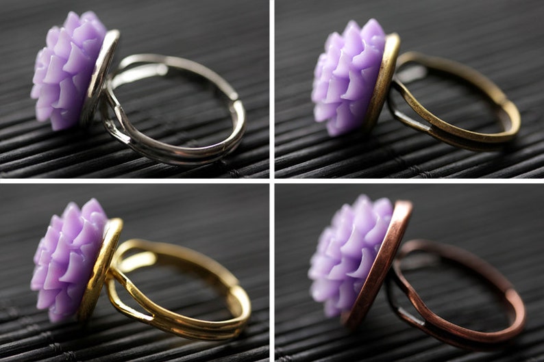 Handmade Flower Jewelry. Adjustable Ring Purple Chrysanthemum Ring Lavender Purple Flower Ring MOTHERS DAY SALE Purple Mum Flower Ring