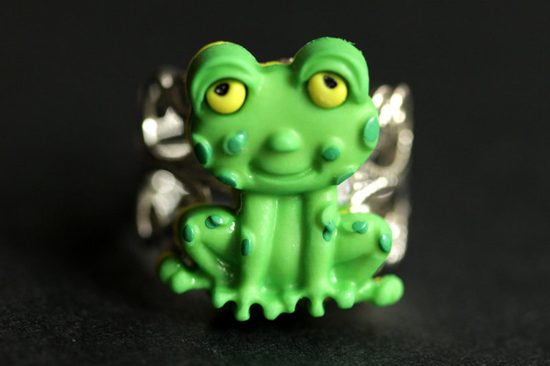Froggy Eyeroll Ring. Green Frog Ring. Adjustable Ring. Toad Ring ...