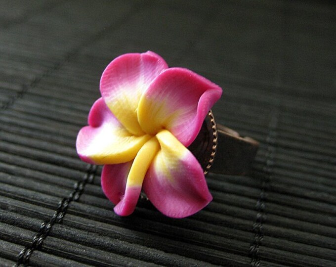 Fuchsia Flower Ring. Plumeria Ring. Polymer Clay Ring. Etsy