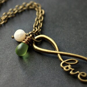 Romantic Love Necklace. Infinity Necklace. Forever Love Eternity Necklace with Teardrop Charm and Fresh Water Pearl. Handmade Jewellery.